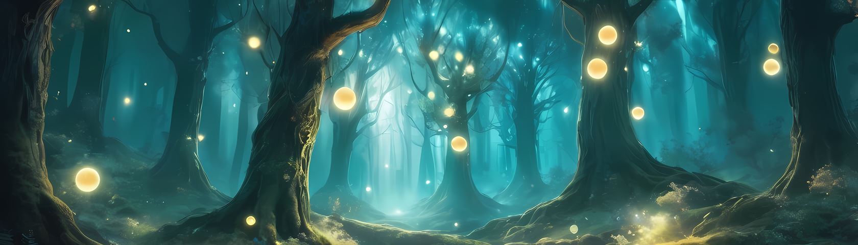 Mystical Forest with Glowing Trees