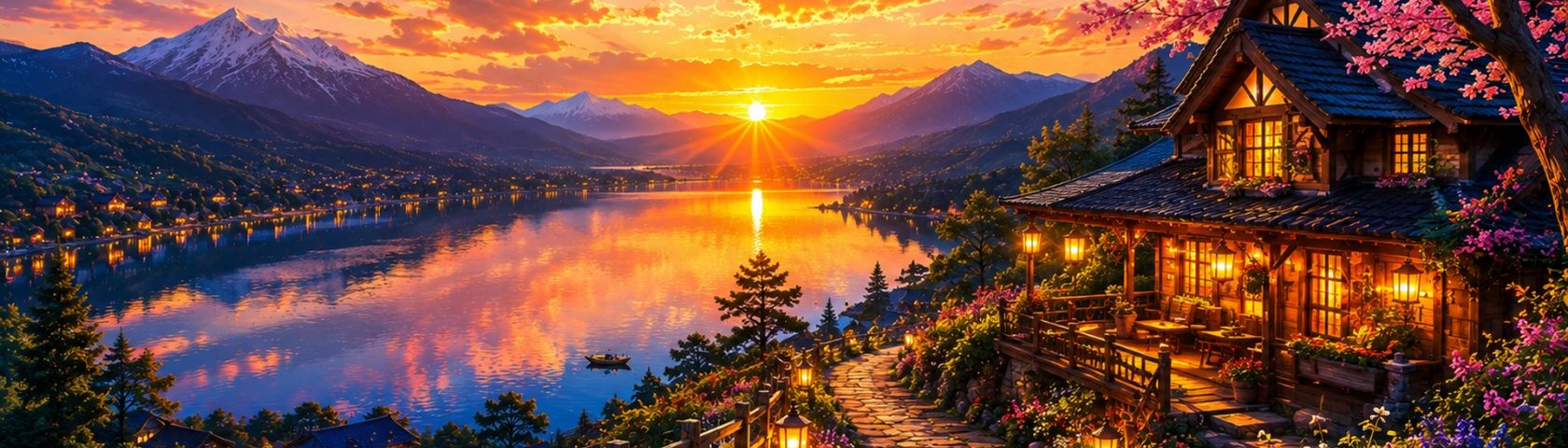 Peaceful Mountain Lake Sunset