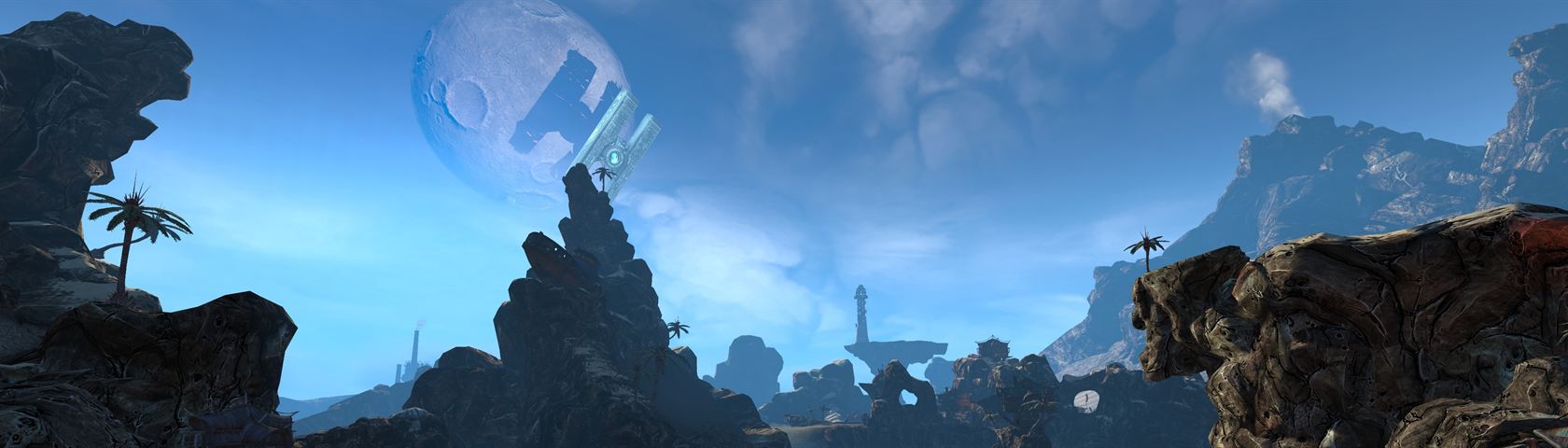 Borderlands 2: Hyperion Satellite as viewed from Oasis